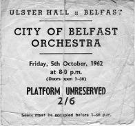 City of Belfast Orchestra ticket, October 1962