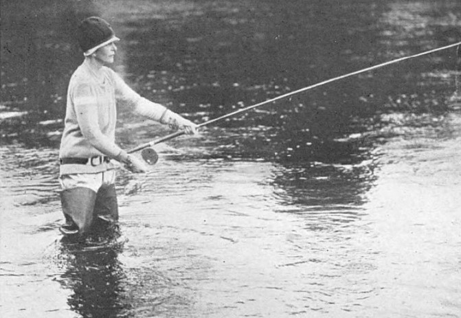 Minna Paget fishing, 1927
