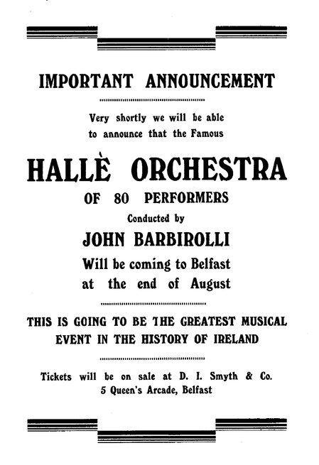 Halle Orchestra to visit Belfast, 1946