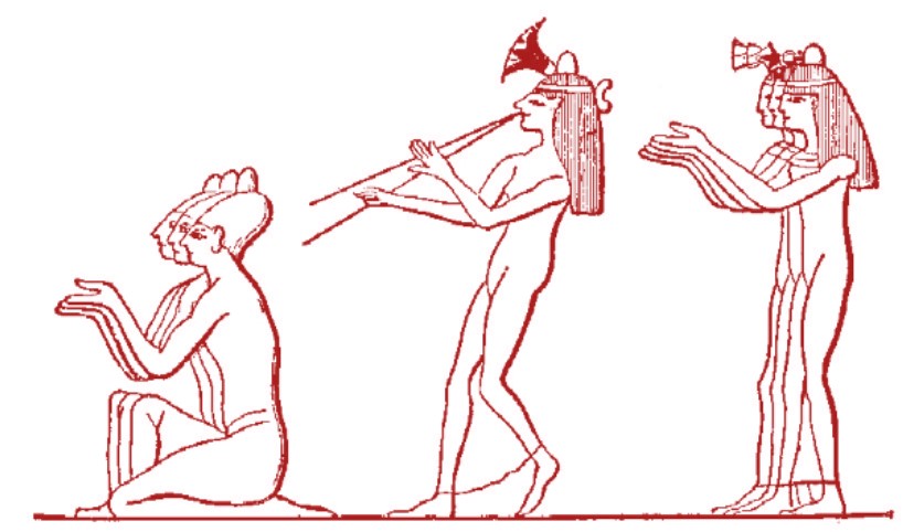 Double flute in an Egyptian procession.