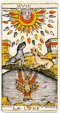 La Lune antique tarot card