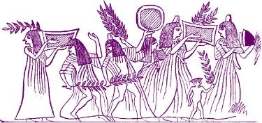 Egyptian ceremonial procession with tambourine