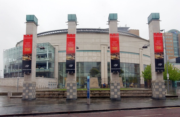 Popular Classics banners outside the Waterfront Hall, Belfast